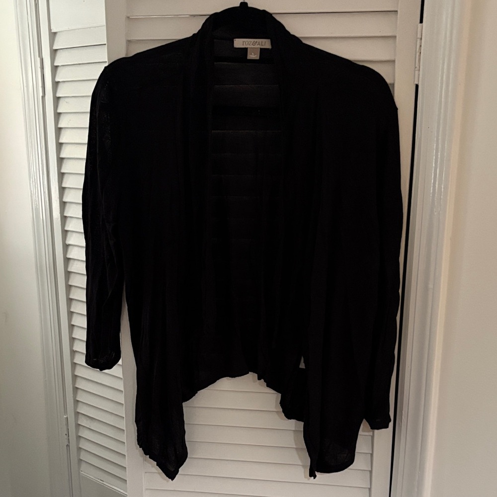 Roz & Ali Black Open Front Cardigan